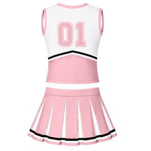 Conjunto de Uniforme de Porrista Rosa Bebé, Top sin Mangas con Cuello en V, Falda Plisada, Ropa Deportiva para Equipo Atlético, Danza, Actuación, Entrenamiento - Product Image 2