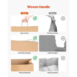 Sacchetti di carta Kraft nera da 100 pezzi con manici 18x7x19 pollici per uso al dettaglio per feste - Product Image 4