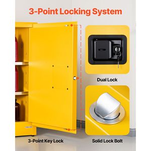 Armadio per Stoccaggio Materiali Infiammabili da 13 Galloni, 23,2 X 18,1 X 35,4 Pollici, in Acciaio Zincato a Freddo con Ripiano Regolabile per Magazzino - Product Image 5