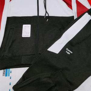 Custom Logo Printed Men Casual Color Block Tracksuit Set Fleece Breathable Hooded Zipper <b>Jacket</b> Regular Fit 100% Cotton Winter - Product Image 4