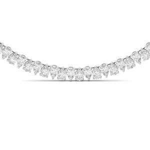 Collier tennis en or jaune avec diamants taille poire, serti en halo, certifié IGI, chaîne unisexe pour usage quotidien - Product Image 3