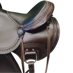 Sillín de cuero prémium para carreras de barriles estilo western para adultos, con estructura de madera y todas las opciones de asiento - Product Image 4