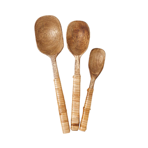 Juego de servidores de ensalada de ratán premium de Vietnam al por mayor, tenedor y cuchara de madera con mimbre para decoración de mesa de comedor - Product Image 6