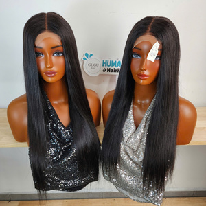 Wholesale Price Bone Straight 5x5 Closure Transparent Lace <b>Wig</b> Double Drawn Virgin Hair Vietnam Medium Cap <b>Wigs</b> - Product Image 4