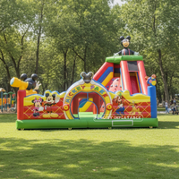 Parcours d'obstacles gonflable extérieur sur le thème du léopard, équipement de saut et de rebond, matériau PVC, certifié EN14960, capacité de 50 personnes