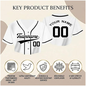 Chemise de baseball personnalisée blanche pour femme, nom et numéro personnalisés, jersey en polyester de qualité supérieure, coupe régulière et manches courtes - Product Image 2