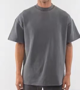 T-shirt ample noir uni de haute qualité à épaules tombantes, disponible en couleurs personnalisées, T-shirts pour hommes - Product Image 6