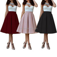 OEM 2026 Jupes portefeuille personnalisées pour femmes, style Rockabilly des années 50, décontractées d'été, 100% Coton, taille naturelle, extensibles, mi-mollet, teintes en pièce