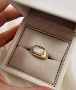Bagues de fiançailles solitaires en diamant de laboratoire émeraude de 2 carats, serties clos, avec bande conique, alliances de mariage et d'anniversaire en or massif 14K 18K - Product Image 3