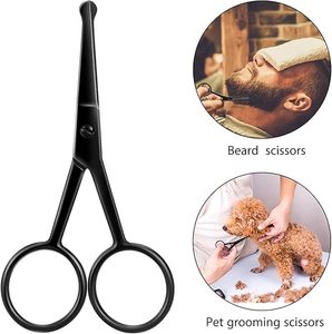 High End Stainless Steel Nose Hair Trimming Scissors Safety Rounded Tip Grooming <b>Tool</b> Professional Facial Hair <b>Removal</b> Scissors - Product Image 4