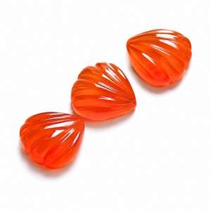 Coquille de cœur orange sculptée à la main, pierre précieuse naturelle, matériau pour la fabrication de bijoux - Product Image 6