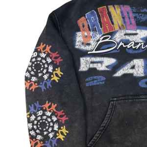Custom Cotton Boxy <b>Cropped</b> <b>Zip</b> <b>Up</b> Hoodie Heavyweight Acid Wash Rhinestone Streetwear - Product Image 5