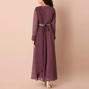 Robe de soirée élégante pour femme, robe longue maxi pour célébration de mariage, robe de soirée tendance pour femme avec manches en dentelle - Product Image 2