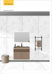 Carrelage mural effet marbre blanc 1200 x 1800 mm, panneau mural en céramique sanitaire pour fond de meuble de salle de bain - Product Image 1