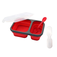 Lonchera Plegable de Silicona con Doble Compartimento, Contenedor de Alimentos de 1-3L, Reduce el Desperdicio y Organiza los Alimentos con Eeser