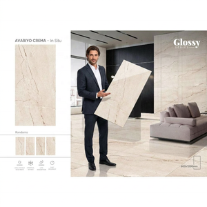 Carreaux de sol en porcelaine brillante de haute qualité 60*120cm poli Alaska Beige 2x4 taille d'exportation utilisation intérieure faite conceptions en céramique de l'Inde - Product Image 6