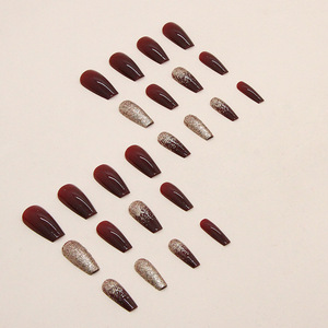 Ongles press-on en ABS de haute qualité avec colle, style français, carrés, longueur moyenne, pour doigts, étiquette privée, emballage personnalisé - Product Image 3