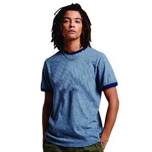 Camiseta de Manga Corta Azul Claro para Hombre con Ribete en Contraste, Corte Regular, Informal, de Algodón Jersey, Cuello Redondo, Color Sólido - Product Image 3