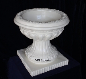 Antique <b>White</b> Hand Carved Decorative Urn <b>Planter</b>-Durable Lightweight Floor <b>Planter</b> Polyester Resin Punjab Origin for Flowers - Product Image 1