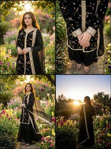 Salwar Kameez de Diseñador Premium para Mujer, Traje Tradicional Indio para Bodas y Fiestas, Conjunto de Top, Pantalón Palazzo y Dupatta con Bordado y Adornos de Moti - Product Image 5