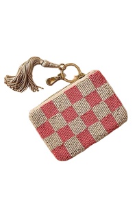 Elegante hermoso hecho a mano blanco y negro bordado de flores con cuentas Mini bolso con cremallera moda elegante Top de moda de la India - Product Image 3