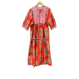 Ropa étnica india para mujer, vestido Floral de algodón completamente cosido con decoración de botones, estampado de tigre para ropa de fiesta - Product Image 3