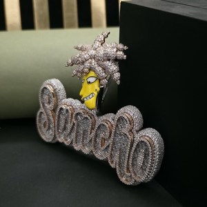 Full Iced Out Custom Name Pendant Hip Hop Cartoon Character Jewelry In 925 <b>Silver</b> VVS Moissanite Diamond - Product Image 2