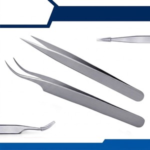 Ensemble de pinces à extensions de cils, 2 pièces, droites et courbées, en acier inoxydable, outils de beauté de précision - Product Image 3