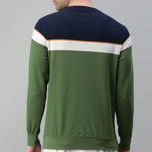 Sudadera de lana de cuello redondo delgada para hombre de alta calidad, Jersey de algodón alto con logotipo bordado 3D personalizado, temporada de invierno, teñido liso - Product Image 3