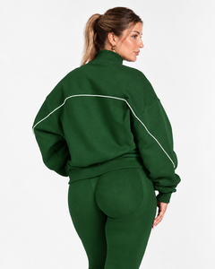 Wholesale <b>Women</b> Contrastline Zip <b>Jacket</b> Tracksuit Set Casual Two Piece Outfit Relaxed Fit Wide Leg Pants Matching Clothing Style - Product Image 4
