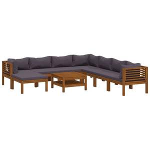 Conjunto de Muebles de Jardín de Madera de Acacia Sólida Gris Oscuro con Tela 100% Poliéster - Product Image 2