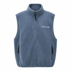 Chaleco polar personalizado para hombre con cremallera completa, cuello simulado, sin mangas, para trabajo al aire libre, venta al por mayor de fábrica - Product Image 4