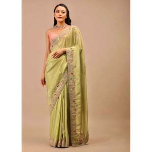 Vestido de carrera Saree de trabajo con bordado y lentejuelas de varios colores con codificación intrincada - Product Image 6
