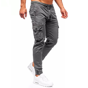 Pantalon de survêtement cargo gris pour homme, taille élastique avec cordon de serrage, décontracté, plusieurs poches, idéal pour l'automne - Product Image 6