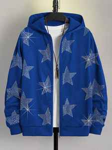 เสื้อฮู้ดดี้ OEM แบบกำหนดเอง ประดับด้วยคริสตัลวิบวับ พร้อมโลโก้ สำหรับผู้ชาย แฟชั่นเสื้อฮู้ดดี้วิบวับ ผ้าโพลีเอสเตอร์แท้ - Product Image 5