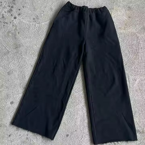 Pantalon large noir pour homme, taille élastique, coton, décontracté, respirant, poches latérales, pour l'automne - Product Image 2