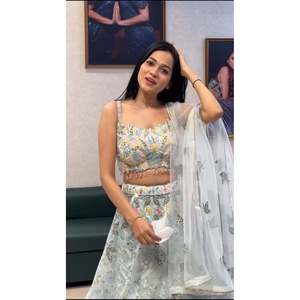 Vêtements et accessoires musulmans traditionnels de créateur, Lehenga Choli brodé pour les fêtes - Product Image 5