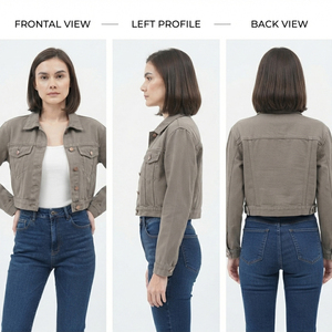 Vintage American Denim Crop Jacket Women's Tucker Jeans Short Coat Full Sleeve Button Closure Chest Pocket Denim Jackets - Product Image 4