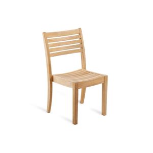 Silla de Comedor de Madera de Teca Sólida para Exteriores, sin Brazos, con Listones, para Patio, Jardín, Bistro - Product Image 1