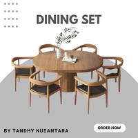 Ensemble de table à manger en bois massif moderne 6 places Haute qualité Mousse haute densité écologique pour hôtel, maison, restaurant, usage commercial