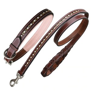 Collar de perro acolchado de cuero hecho a mano y correa para perro, collar duradero para mascotas de un fabricante de artículos para mascotas - Product Image 1