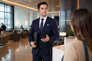 Uniformes de stewardess pour hommes en viscose sur mesure à manches longues |   OEM ODM |   Uniforme du superviseur des services VIP premium pour passagers à l'aéroport - Product Image 6