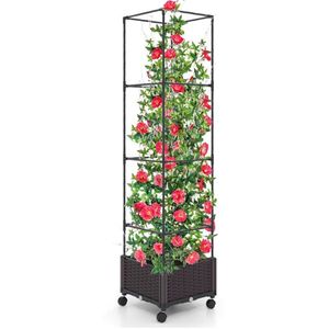 67-Inch Garden Bed with Trellis Elegant Flower Pots & Planters for Outdoor Spaces - Product Image 1