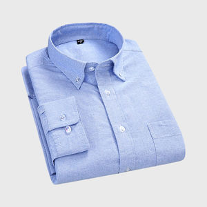 เสื้อเชิ้ตแขนยาวผู้ชาย สีพื้น ปกติดกระดุม ผ้าป๊อปลิน 100% ผ้าฝ้าย ยับยาก สำหรับใส่เป็นทางการ ฤดูใบไม้ร่วง - Product Image 6