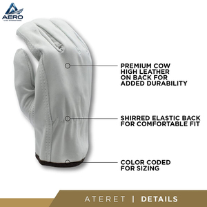 Guantes de Trabajo de Cuero Genuino Blanco Resistentes y Transpirables para Protección de Manos en Almacenes y Construcción - Product Image 3