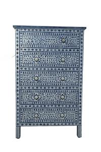 Cajón con Incrustaciones de Hueso de ILAHI, Diseño Moderno con Detalles de Ágata, Mueble Portátil para el Hogar - Product Image 4