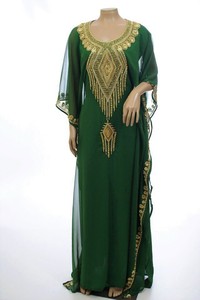 Robe longue modeste pour femme, bleu uni, broderie perlée, grande taille, manches longues, style Moyen-Orient, en polyester, pour mariage - Product Image 4