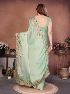 Customized Size Silk Saree with Embroidery Diamond Work All-Season Casual Wear Salwar Model Fancy Silk Rayon Viscose - Product Image 5