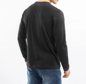 Camiseta de Manga Larga para Hombre, Tejido OEM, Cuello Redondo, Algodón Premium Suave, Ropa Casual Clásica, Fabricación en Fábrica, Calidad de Exportación - Product Image 6