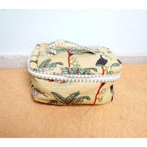 New Arrival Wholesale Handcrafted Tassel Printed Pure 100% Cotton Zipper Closure <b>Small</b> Eco-Friendly Cosmetic Organizer Bag - Product Image 2